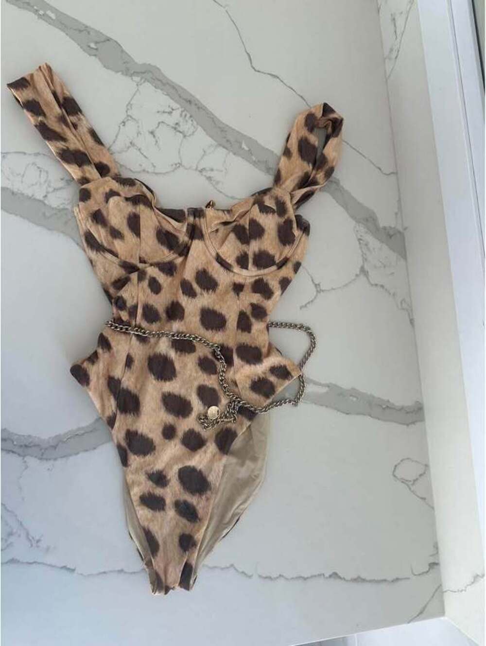 Weworewhat Danielle One Piece  Swimsuit - Leopard Tan
NWT size small